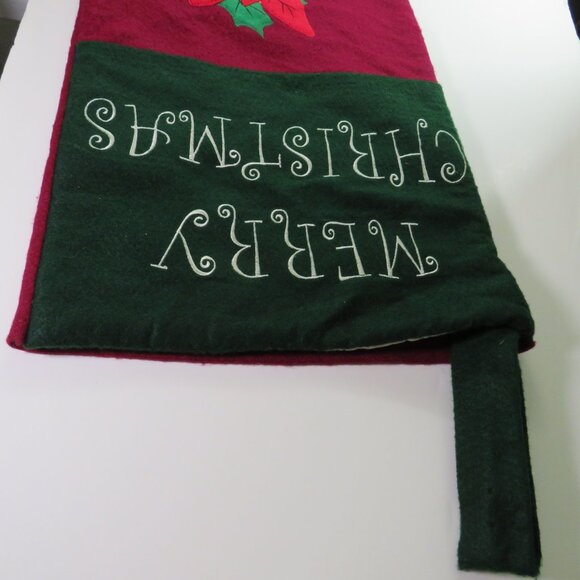 Giant Poinsettia Stocking vintage traditional embroidered 36 in Long plus - Picture 3 of 8